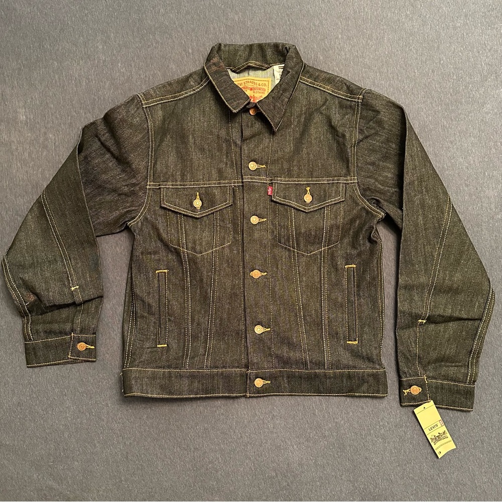 NWT LEVI'S 507 Standard Trucker Rigid Denim Jacket sz M Cotton Unwashed Red Tab